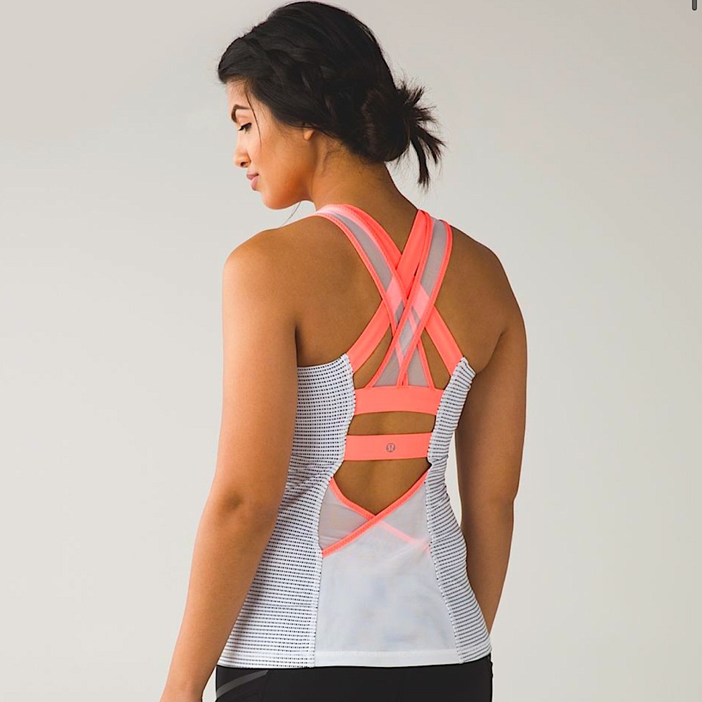 Lululemon Ready Set Sweat Tank - Double Dot White Black / Very Light Flare